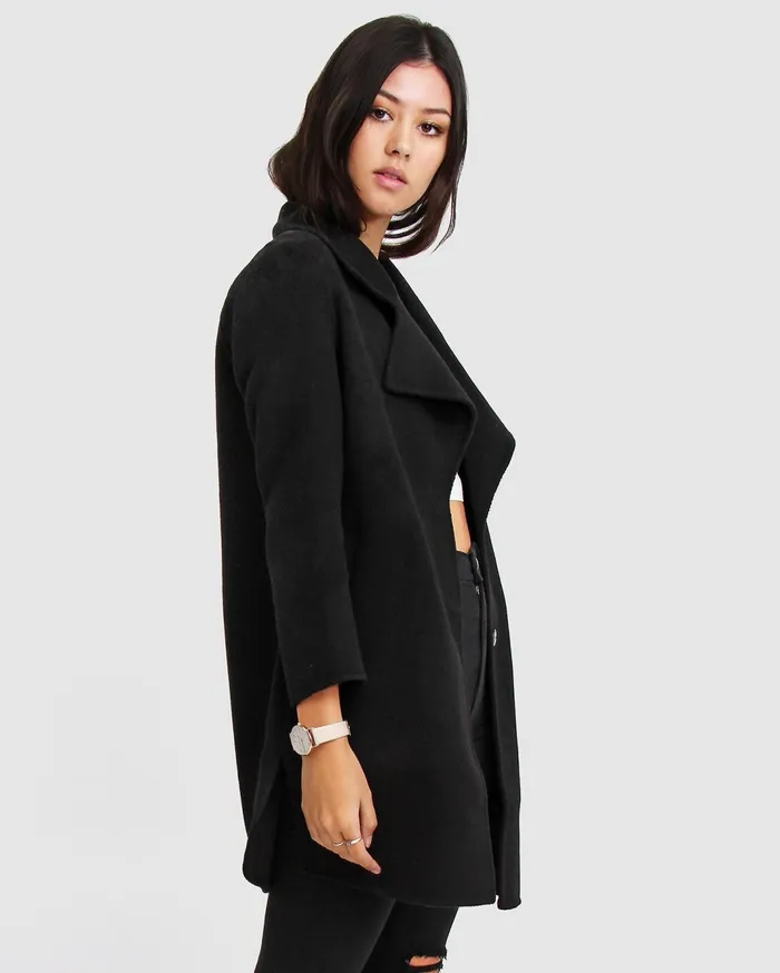 Women Coats and Jackets Belle and Bloom NEW FIT ExBoyfriend Wool Blend Oversized Jacket 8211 Black