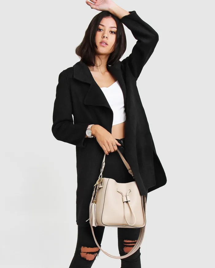 Women Coats and Jackets Belle and Bloom NEW FIT ExBoyfriend Wool Blend Oversized Jacket 8211 Black