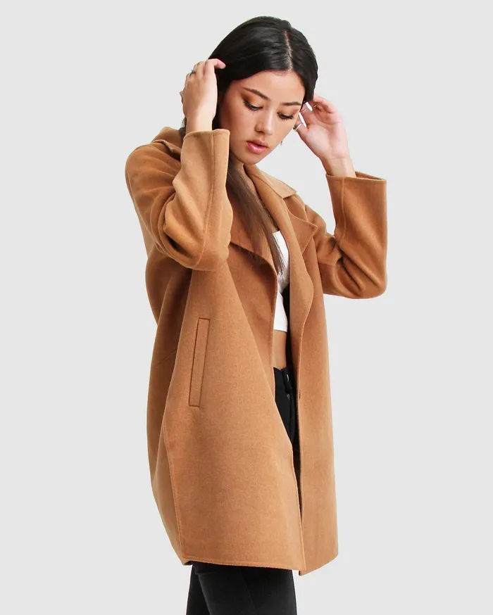 Women Coats and Jackets Belle and Bloom NEW FIT ExBoyfriend Wool Blend Oversized Jacket 8211 Camel