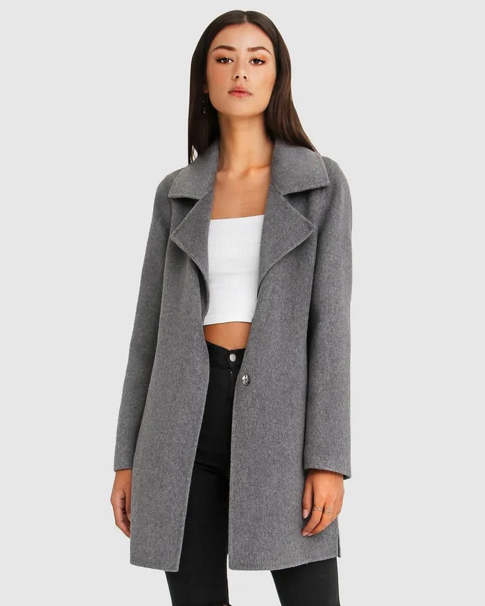Women Coats and Jackets Belle and Bloom NEW FIT ExBoyfriend Wool Blend Oversized Jacket 8211 Dark Grey