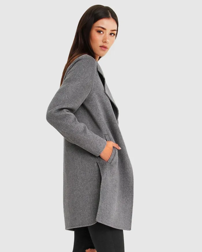 Women Coats and Jackets Belle and Bloom NEW FIT ExBoyfriend Wool Blend Oversized Jacket 8211 Dark Grey