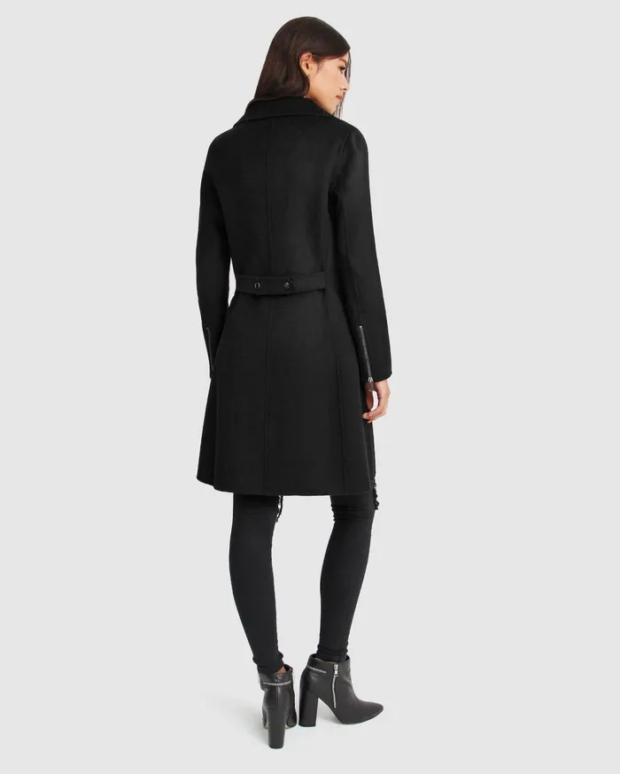 Women Coats and Jackets Belle and Bloom NEW FIT Last Chance Wool Blend Moto Coat 8211 Black