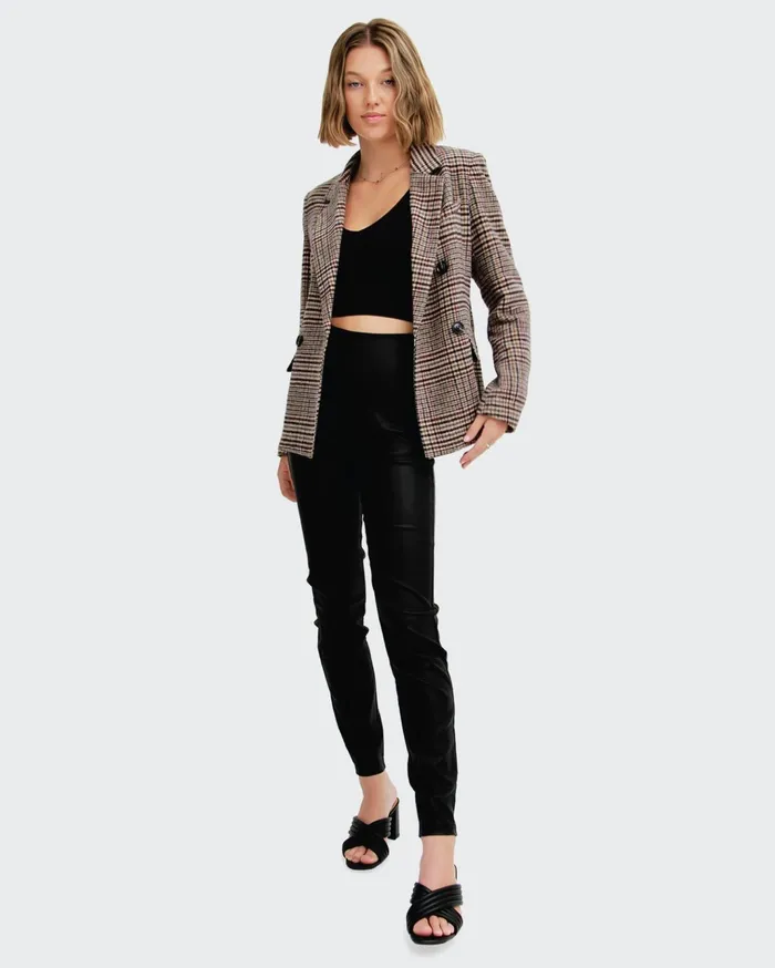 Women Coats and Jackets Belle and Bloom Piccadilly Wool Blend Plaid Blazer 8211 Oat