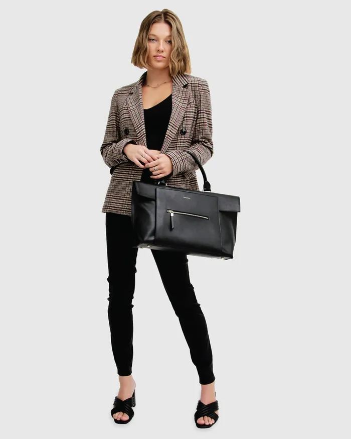 Women Coats and Jackets Belle and Bloom Piccadilly Wool Blend Plaid Blazer 8211 Oat