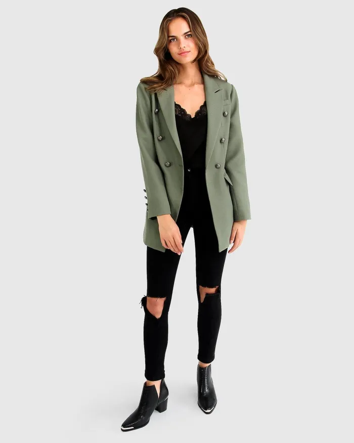 Women Coats and Jackets Belle and Bloom Princess Polina Textured Weave Blazer 8211 Military