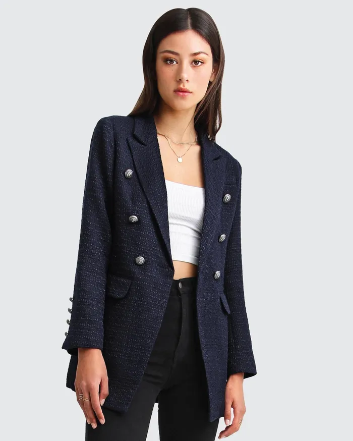 Women Coats and Jackets Belle and Bloom Princess Polina Textured Weave Blazer 8211 Navy Women Coats and Jackets Belle and Bloom Princess Polina Textured Weave Blazer 8211 Navy