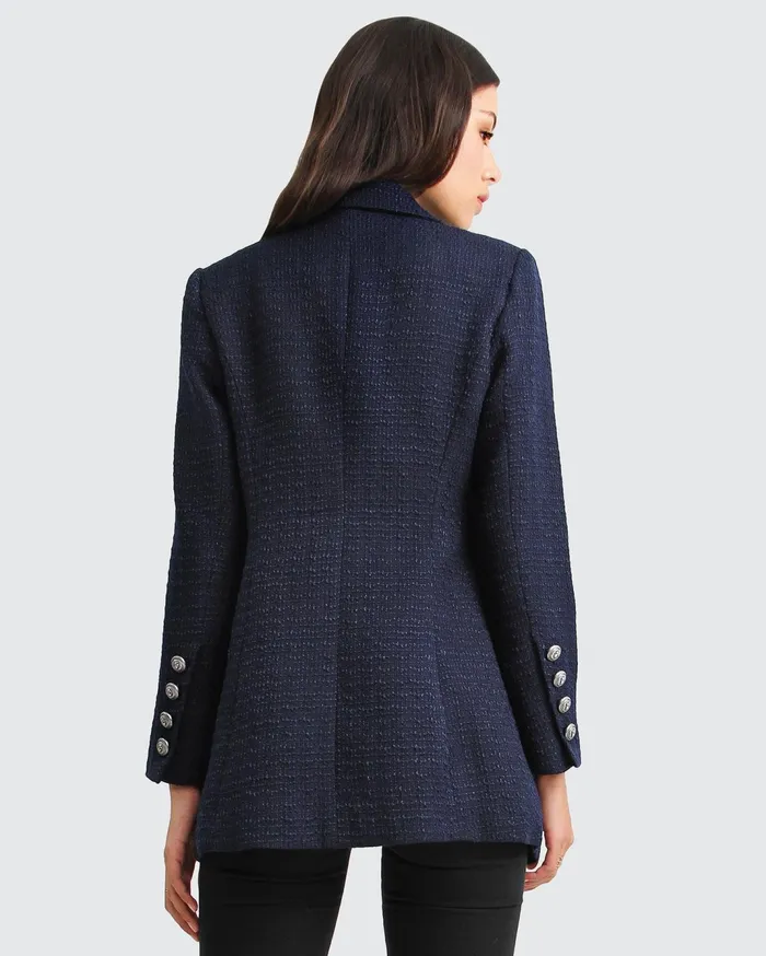 Women Coats and Jackets Belle and Bloom Princess Polina Textured Weave Blazer 8211 Navy