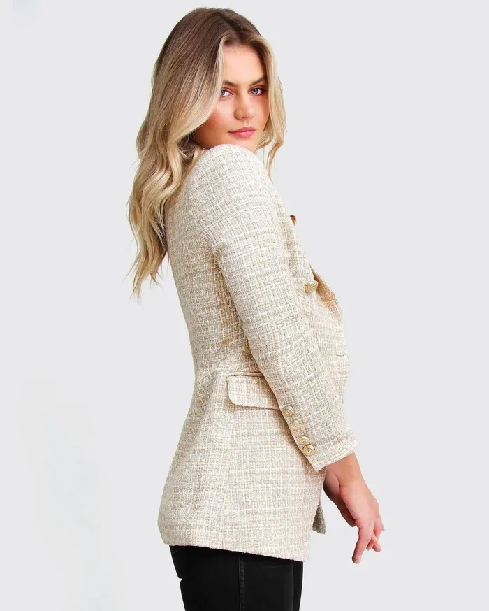 Women Coats and Jackets Belle and Bloom Princess Polina Tweed Blazer 8211 Beige Marle