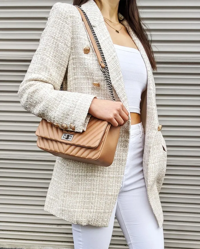 Women Coats and Jackets Belle and Bloom Princess Polina Tweed Blazer 8211 Beige Marle