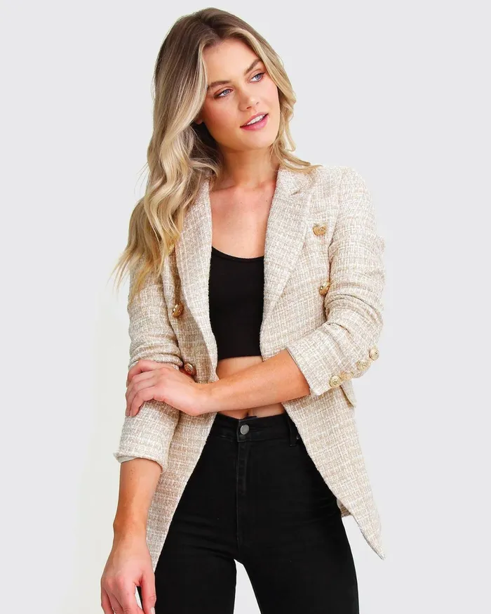 Women Coats and Jackets Belle and Bloom Princess Polina Tweed Blazer 8211 Beige Marle