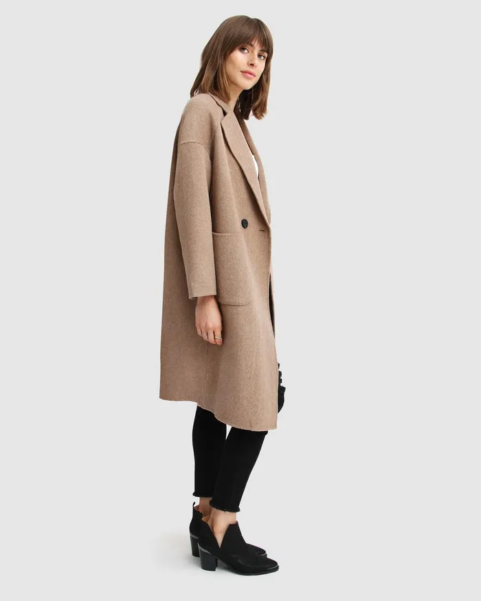 Women Coats and Jackets Belle and Bloom Publisher DoubleBreasted Wool Blend Coat 8211 Oat