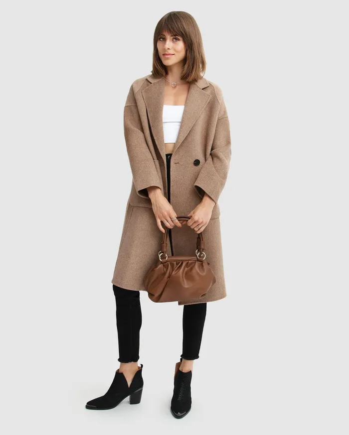 Women Coats and Jackets Belle and Bloom Publisher DoubleBreasted Wool Blend Coat 8211 Oat