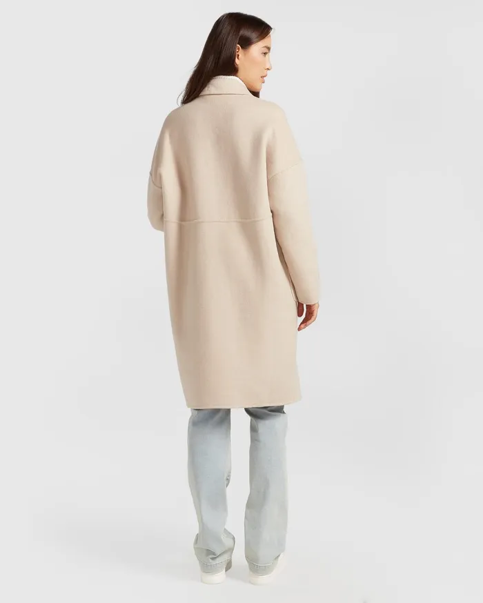 Women Coats and Jackets Belle and Bloom Publisher DoubleBreasted Wool Blend Coat 8211 Sand