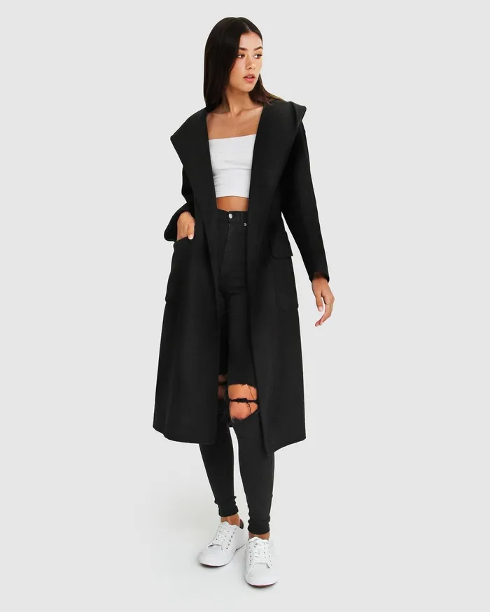 Women Coats and Jackets Belle and Bloom Runaway Wool Blend Robe Coat 8211 Black Women Coats and Jackets Belle and Bloom Runaway Wool Blend Robe Coat 8211 Black