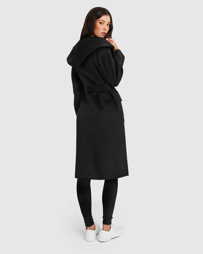 Women Coats and Jackets Belle and Bloom Runaway Wool Blend Robe Coat 8211 Black