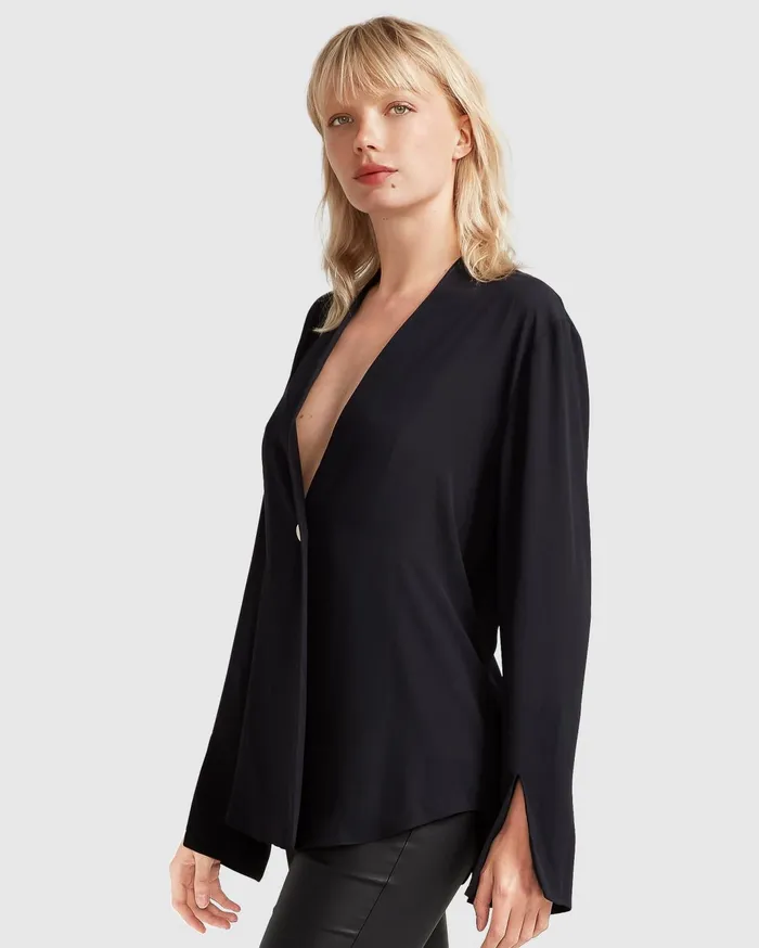 Women Coats and Jackets Belle and Bloom Sheer Genius Lightweight Blazer 8211 Black