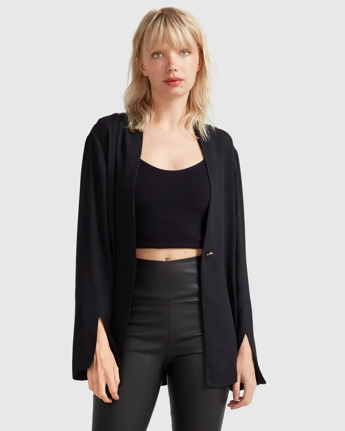 Women Coats and Jackets Belle and Bloom Sheer Genius Lightweight Blazer 8211 Black
