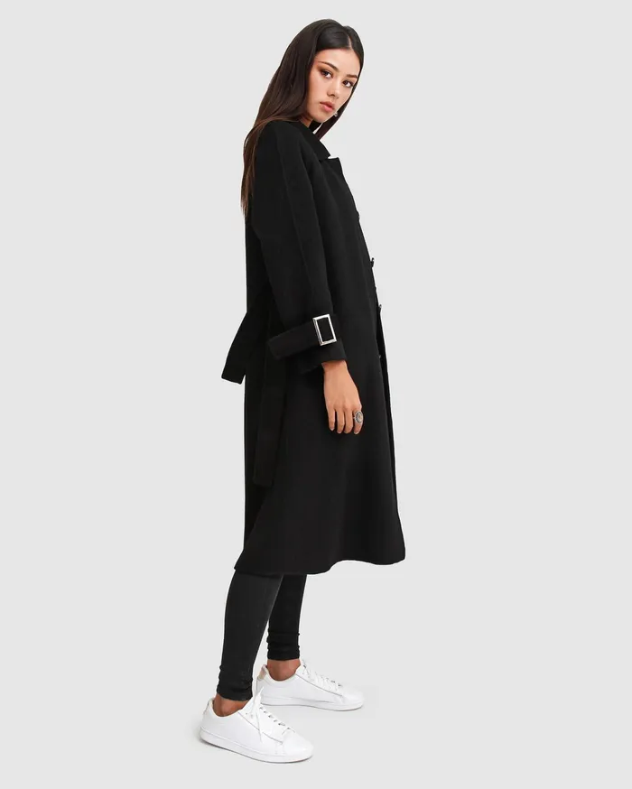 Women Coats and Jackets Belle and Bloom Shore To Shore Belted Wool Coat 8211 Black