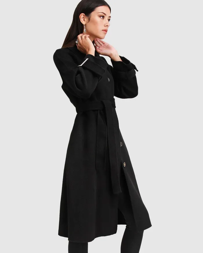 Women Coats and Jackets Belle and Bloom Shore To Shore Belted Wool Coat 8211 Black