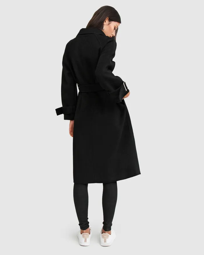 Women Coats and Jackets Belle and Bloom Shore To Shore Belted Wool Coat 8211 Black