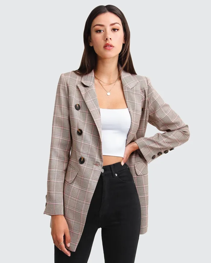Women Coats and Jackets Belle and Bloom Too Cool For Work Plaid Blazer 8211 Brown Women Coats and Jackets Belle and Bloom Too Cool For Work Plaid Blazer 8211 Brown