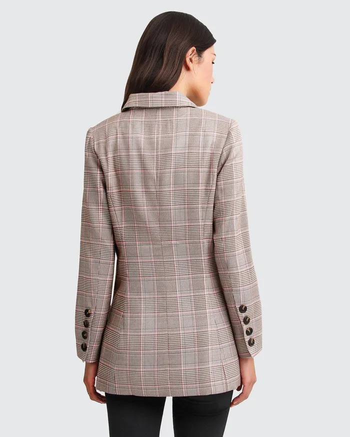 Women Coats and Jackets Belle and Bloom Too Cool For Work Plaid Blazer 8211 Brown