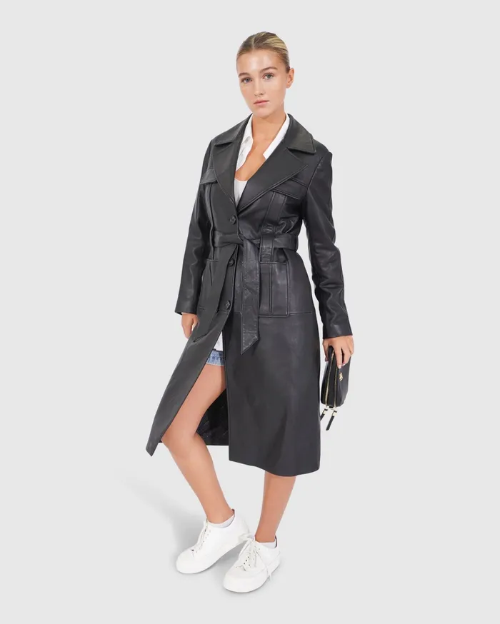 Women Coats and Jackets Belle and Bloom Unstoppable Leather Trench 8211 Black