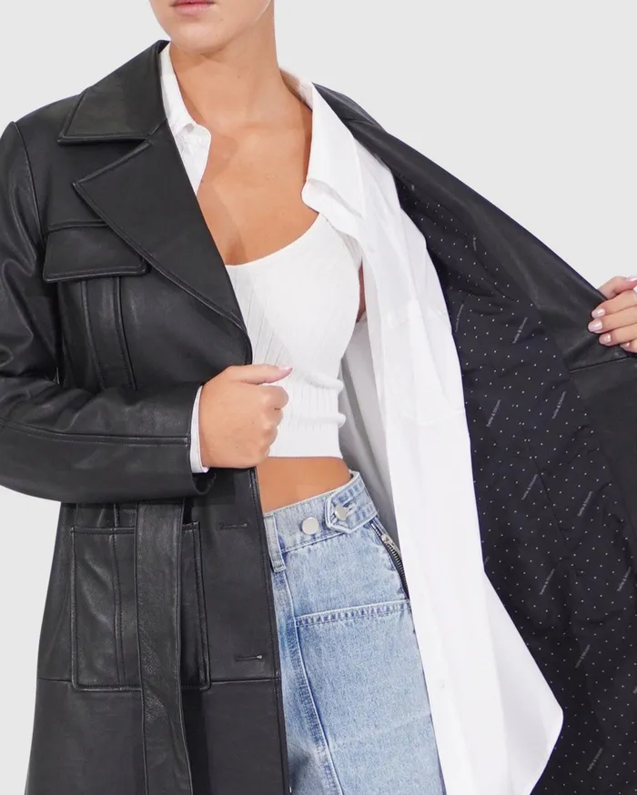 Women Coats and Jackets Belle and Bloom Unstoppable Leather Trench 8211 Black