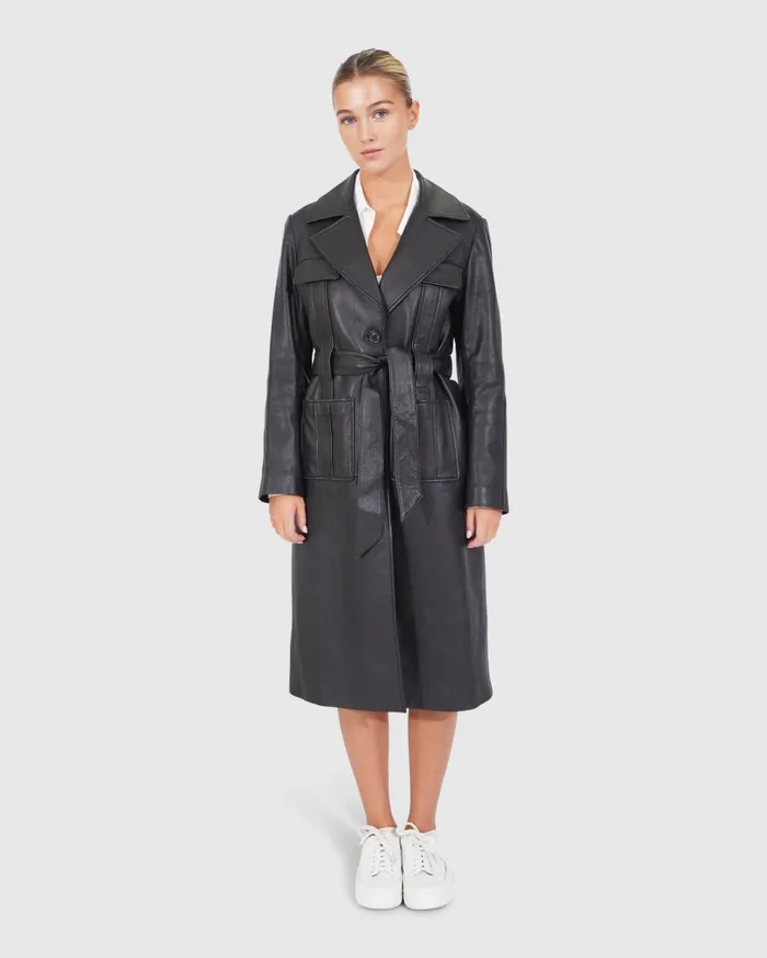 Women Coats and Jackets Belle and Bloom Unstoppable Leather Trench 8211 Black