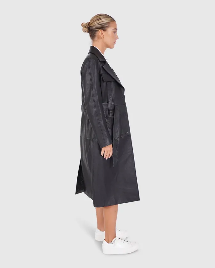 Women Coats and Jackets Belle and Bloom Unstoppable Leather Trench 8211 Black