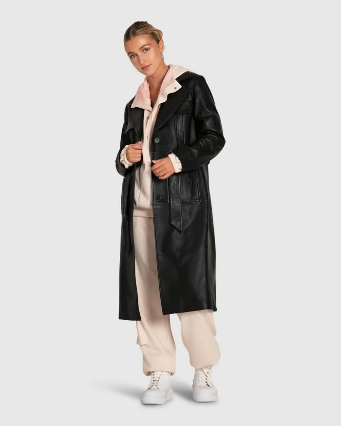 Women Coats and Jackets Belle and Bloom Unstoppable Leather Trench 8211 Black