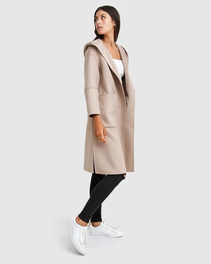 Women Coats and Jackets Belle and Bloom Walk This Way Wool Blend Oversized Coat 8211 Sand