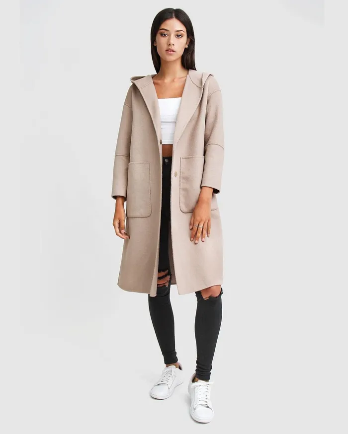 Women Coats and Jackets Belle and Bloom Walk This Way Wool Blend Oversized Coat 8211 Sand