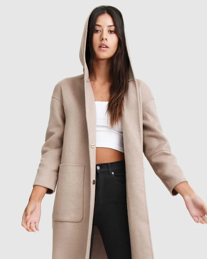Women Coats and Jackets Belle and Bloom Walk This Way Wool Blend Oversized Coat 8211 Sand