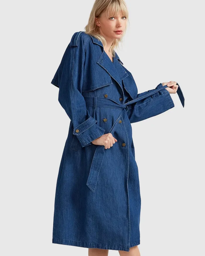 Women Coats and Jackets Belle and Bloom Wild Skies Denim Trench 8211 Mid Denim