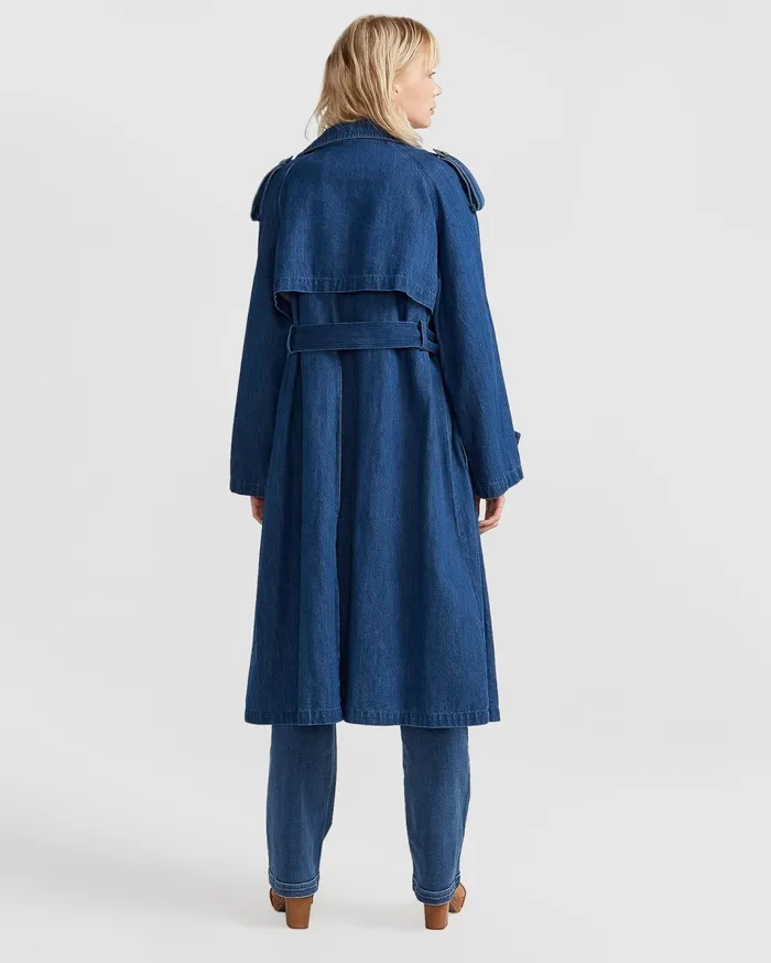 Women Coats and Jackets Belle and Bloom Wild Skies Denim Trench 8211 Mid Denim