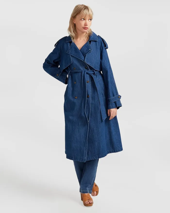 Women Coats and Jackets Belle and Bloom Wild Skies Denim Trench 8211 Mid Denim