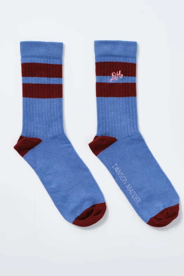 Women Cold Weather Accessories Damson Madder Calf Length Socks 8211 Blue and Burgundy Stripe Women Cold Weather Accessories Damson Madder Calf Length Socks 8211 Blue and Burgundy Stripe
