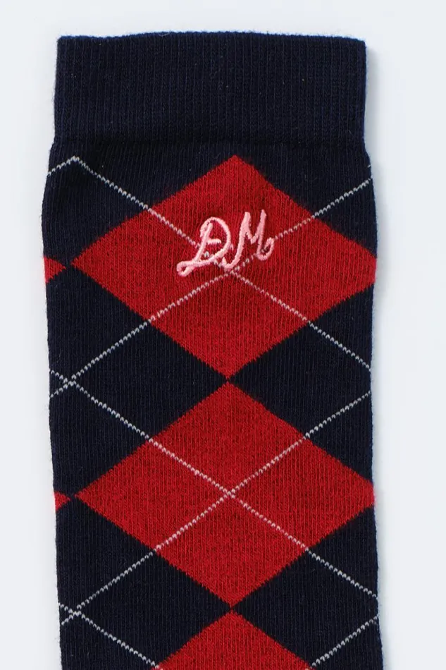 Women Cold Weather Accessories Damson Madder Knee Length Socks 8211 Navy Argyle