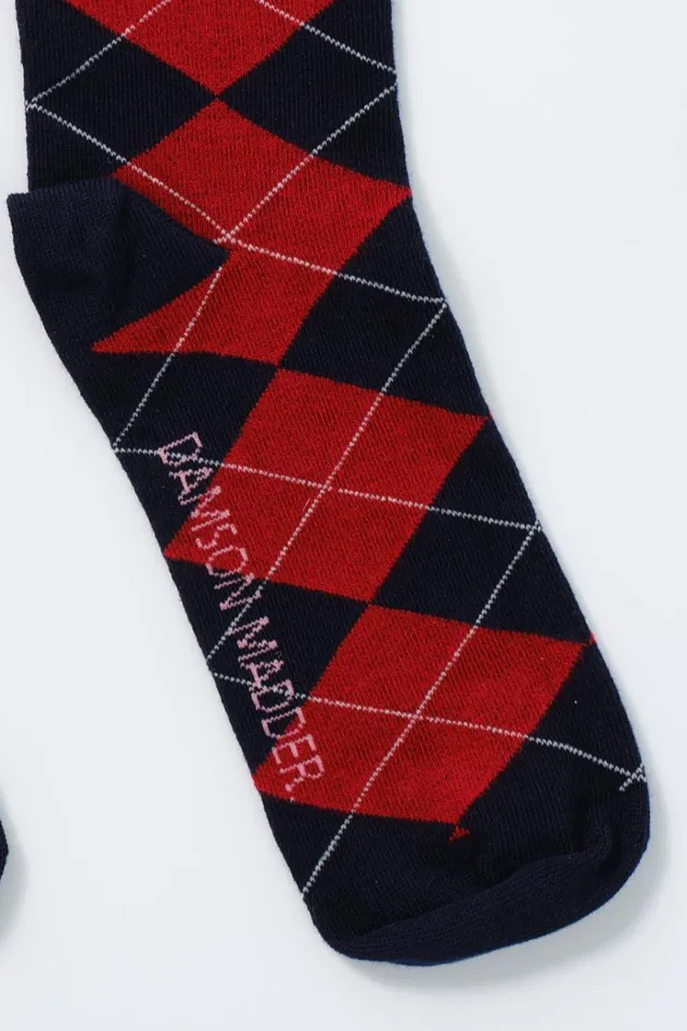 Women Cold Weather Accessories Damson Madder Knee Length Socks 8211 Navy Argyle