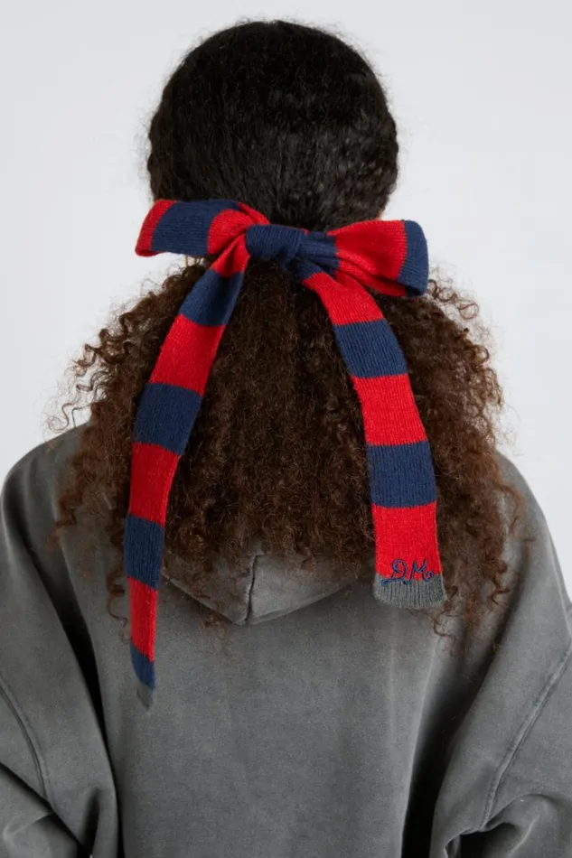 Women Cold Weather Accessories Damson Madder Knitted Hair Bow In Stripe 8211 Navy and Red Women Cold Weather Accessories Damson Madder Knitted Hair Bow In Stripe 8211 Navy and Red