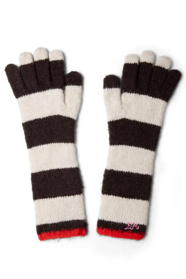 Women Cold Weather Accessories Damson Madder Long Gloves In Choc and Ecru Stripe Women Cold Weather Accessories Damson Madder Long Gloves In Choc and Ecru Stripe