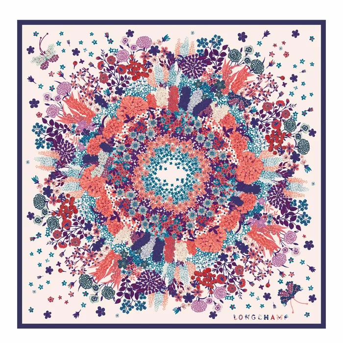 Women Collier De Fleurs Silk Scarf 90 Bilberry Longchamp Silk Scarves