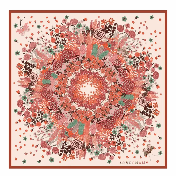 Women Collier De Fleurs Silk Scarf 90 Sienna Longchamp Silk Scarves