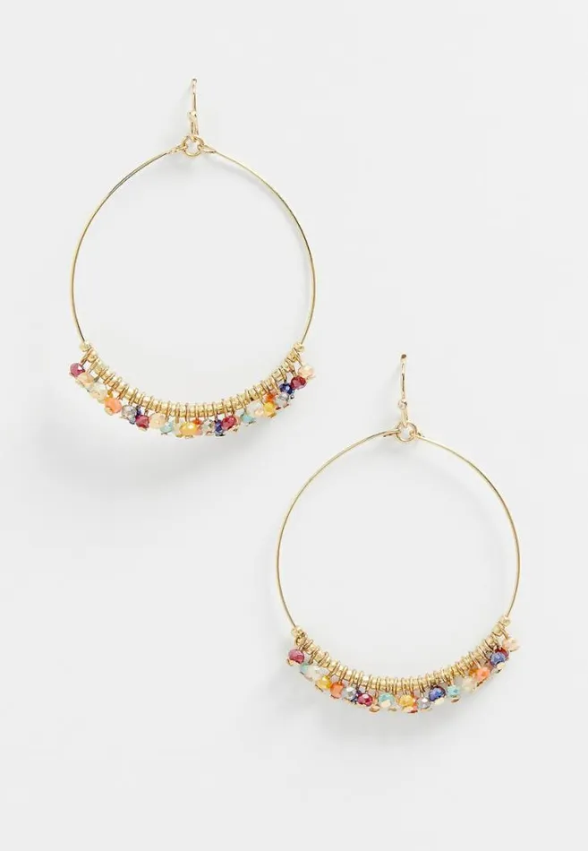 Women Color Beaded Hoop Earrings Maurices Jewelry