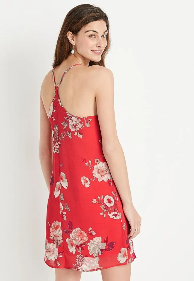 Women Coral Floral Racerback Shift Dress Maurices Dresses and Jumpsuits