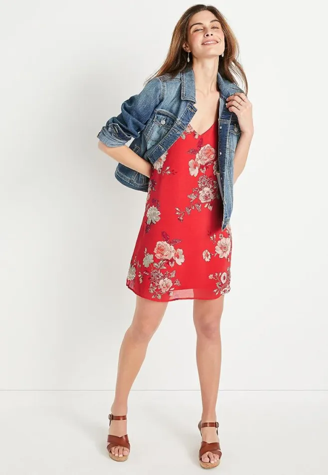Women Coral Floral Racerback Shift Dress Maurices Dresses and Jumpsuits