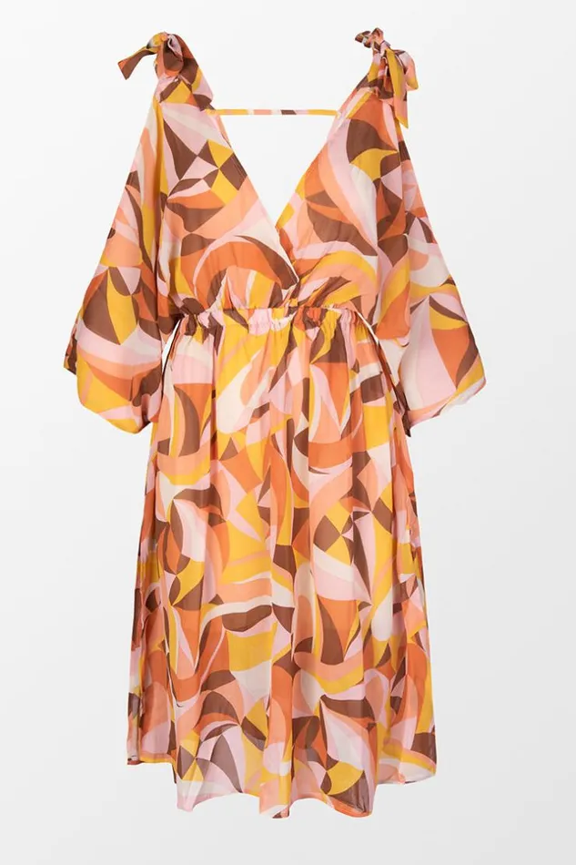 Women Cover Up Dresses Cupshe Elissa Geometric Print Tie Shoulder Coverup Dress Multicolor