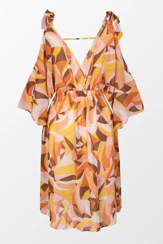 Women Cover Up Dresses Cupshe Elissa Geometric Print Tie Shoulder Coverup Dress Multicolor