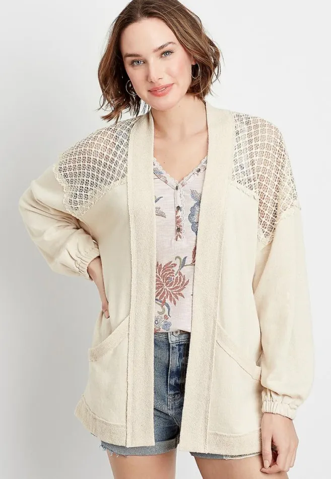 Women Crochet Open Front Cardigan Maurices Tops